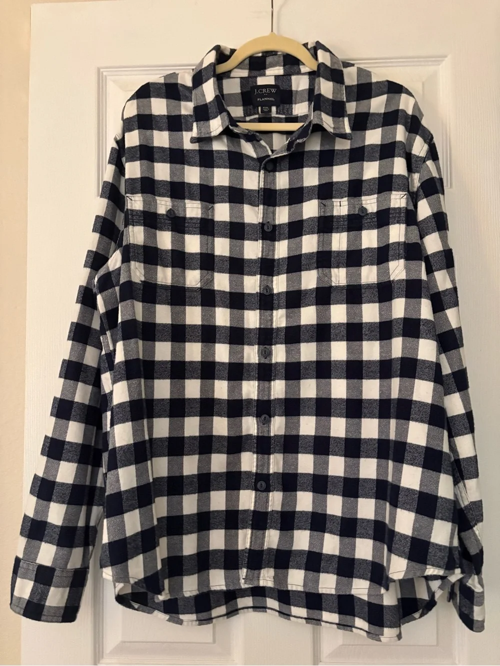 J. Crew Navy and White Check Button-Down Shirt